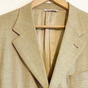 Canali Cashmere Classic Blazer Plaid Tan 40R Sport